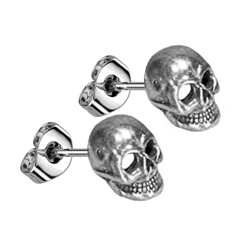 Ohrstecker silber Totenkopf