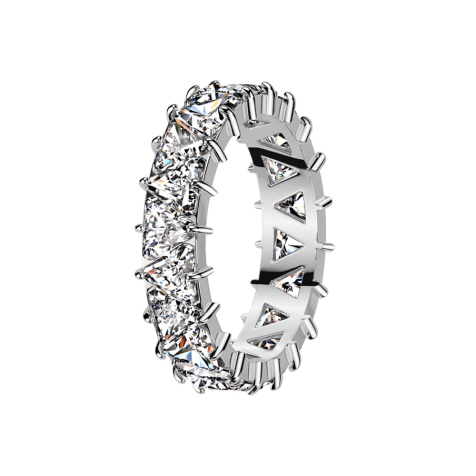 Ring silver triangular crystals silver