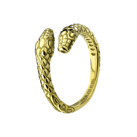 Gold-plated ring with two snakes