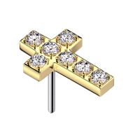 Threadless gold-plated cross crystals silver