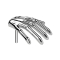 Threadless skeleton hand, silver