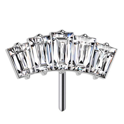 Sans filetage argent cinq cristaux baguette argent