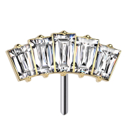 Threadless vergoldet fünf Baguette Kristalle silber