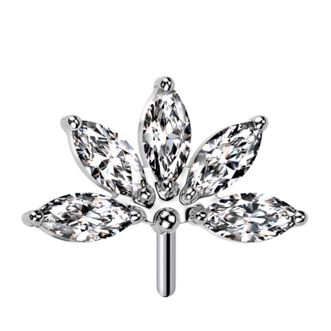 Threadless Fächer silber fünf Kristalle silber