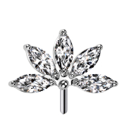 Threadless Fächer silber fünf Kristalle silber