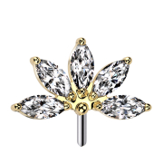 Ventaglio senza filo placcato oro cinque cristalli argento