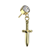 Threadless cylinder gold-plated crystal silver pendant...