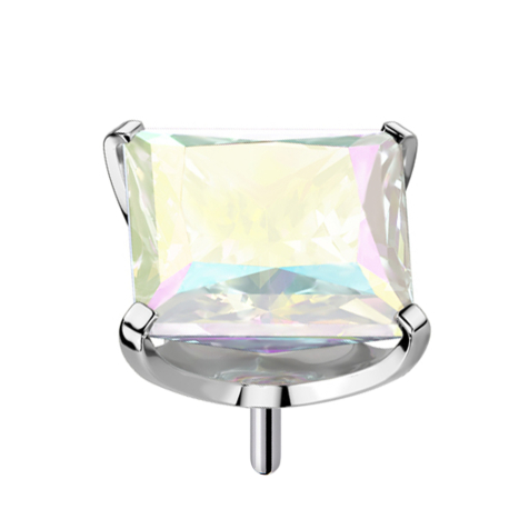Threadless silber mit quadratischem Kristall multicolor gefasst