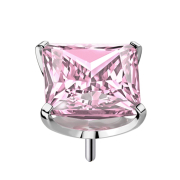 Sans filetage, argenté, serti dun cristal rose...