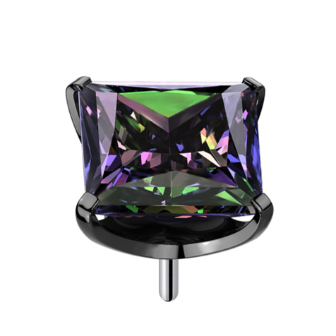 Threadless black with square crystal set in dark multicolor