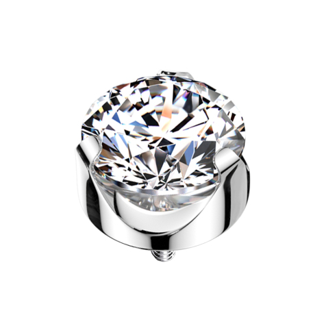 Ancrage dermique argent plat Cristal serti argent