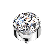 Ancrage dermique argent plat Cristal serti argent