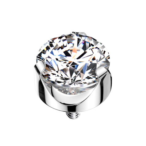 Dermal Anchor silber flach Kristall silber gefasst