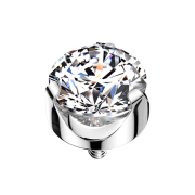 Dermal Anchor silber flach Kristall silber gefasst