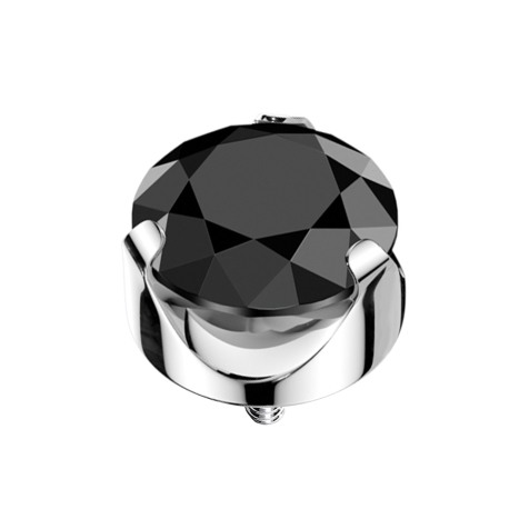 Dermal Anchor silber flach Kristall schwarz gefasst