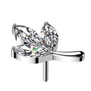 Feuille sans fil argent trois ovales cristal argent