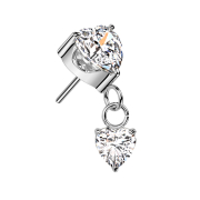 Threadless silver heart crystal set silver pendant...