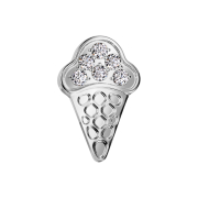 Dermal Anchor Ice Cream Cone Silver Crystals Silver