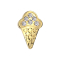 Dermal Anchor Ice Cream Cone Gold-Plated Crystals Silver