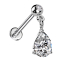 Micro Threadless Labret silver with ball silver crystal silver pendant drop crystal silver