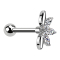 Micro barbell silver with ball and fan silver three oval crystals silver