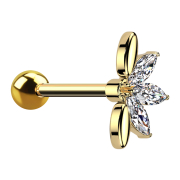 Micro barbell gold-plated with ball and fan gold-plated...