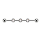 Barbell internal thread silver three 0.8 mm threaded holes with two balls and three crystals silver