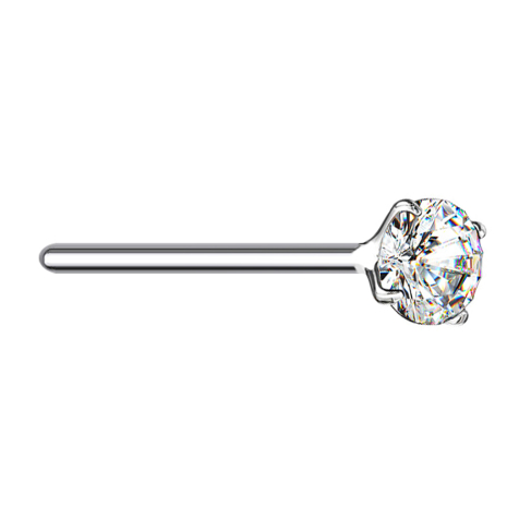 Clou nasal plier argent cristal rond serti dargent