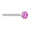 Bend nose stud silver round crystal fuchsia set