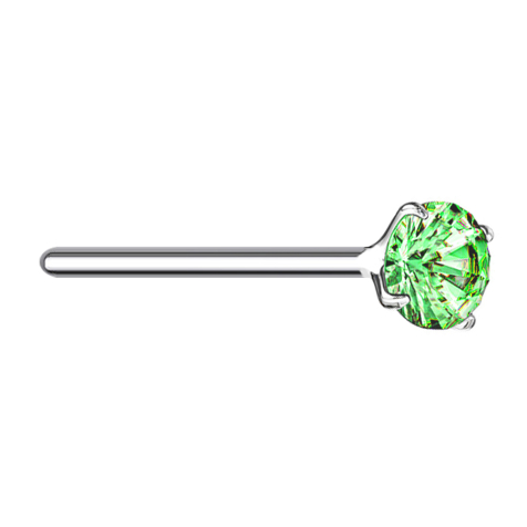 Clou nasal plier argent cristal rond vert serti