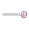 Clou nasal plier argent cristal rond rose serti