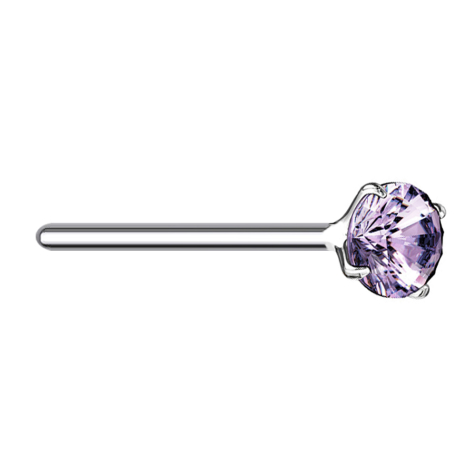 Nose stud bend silver round crystal tanzanite set