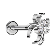 Micro Threadless Labret silver Spider silver Crystals silver