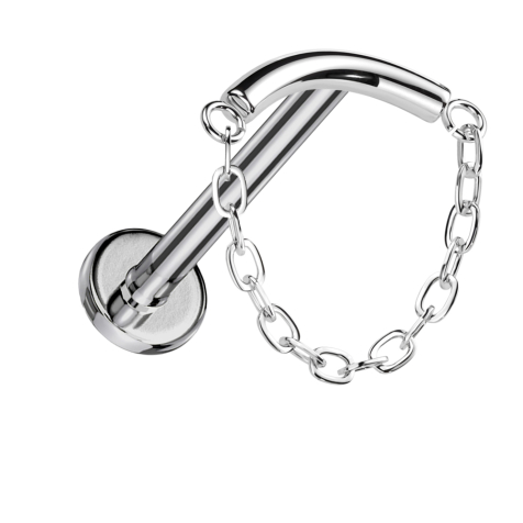 Micro Labret sans filetage argenté tige argentée pendentif chaîne