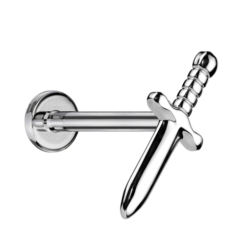 Micro Labret filettatura interna argento pugnale argento