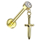 Micro Labret Internal Thread Gold-Plated Cylinder Gold-Plated Crystal Silver Pendant Dagger Gold-Plated