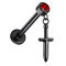 Micro labret filetage intérieur noir cylindre noir cristal rouge pendentif poignard noir