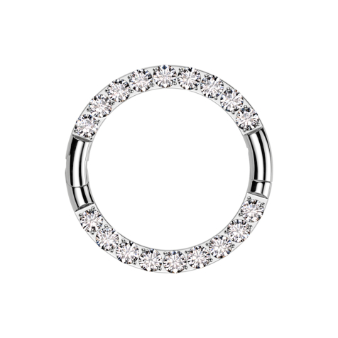 Anello micro segmentato pieghevole argento cristalli frontali argento due interruzioni