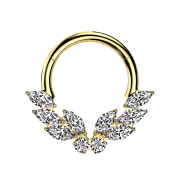 Micro segment ring, foldable, gold-plated, six ovals and...