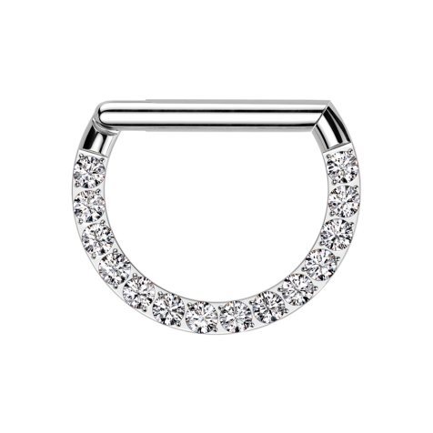 Micro anello segmentato pieghevole argento Mezzo anello frontale cristalli argento