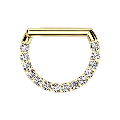 Micro bague segmentée pliable plaquée or demi-bague avant cristaux argent