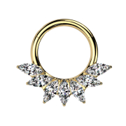 Micro segment ring, foldable, gold-plated, seven oval...