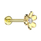 Micro Threadless Labret doré fleur doré un cristal argenté