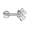 Micro Threadless Labret argenté fleur argenté un cristal argenté