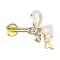 Micro Threadless Labret gold-plated two butterflies gold-plated crystals silver