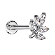 Micro Threadless Labret silber Blatt silber fünf...