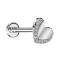 Micro threadless labret silver heart silver crystals silver