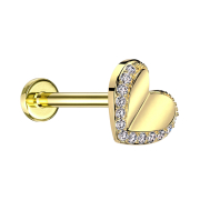 Micro Threadless Labret doré cœur...
