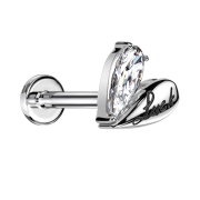 Micro Threadless Labret silber Herz Luck silber Kristall...
