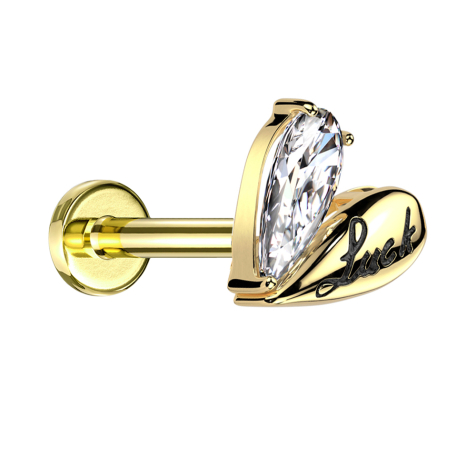Micro Threadless Labret gold-plated heart Luck gold-plated crystal silver